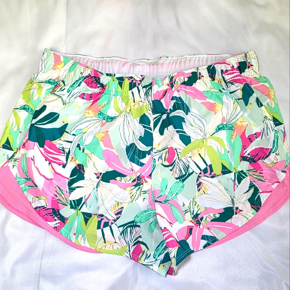 Athletic Works Floral Print Running Shorts W/Pockets- Women's Size XL